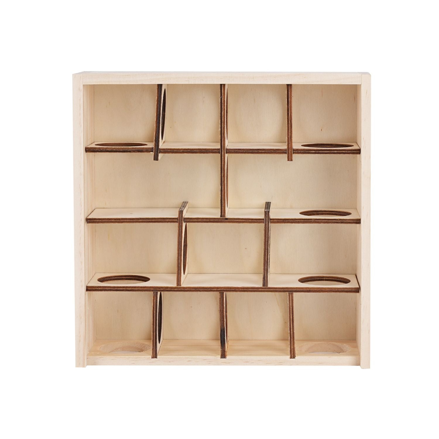 houten hamster doolhof binnenkant met verbindingsgaten en vakken